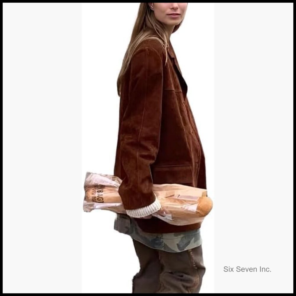 Suede Leather Blazer Jacket - Oversized Casual Coat Streetwear Style - Picture 2 of 3